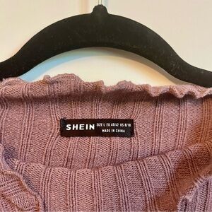 2 for 10$ Purple Cropped Sweater with Ribbed Texture
